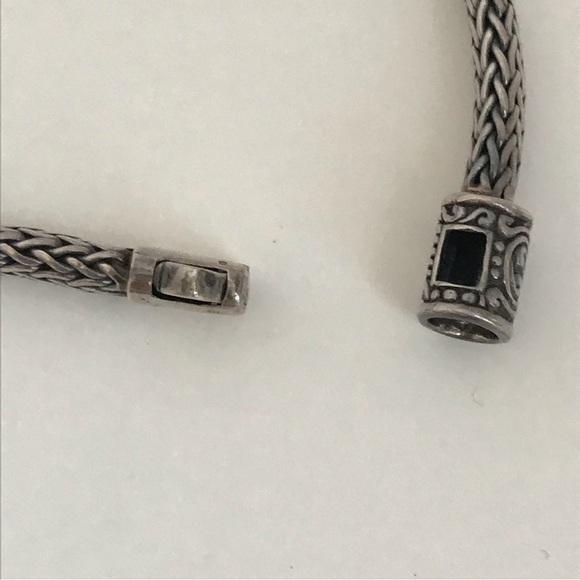 KC Indo 925 Sterling Silver Blue Topaz Amethyst Wheat Bracelet 8" - Picture 11 of 16